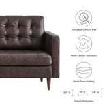 Modway Furniture Exalt Tufted Vegan Leather Sofa XRXT Brown EEI-6099-BRN