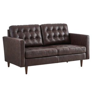 Modway Furniture Exalt Tufted Vegan Leather Loveseat 0423 Brown EEI-6100-BRN