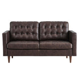 Modway Furniture Exalt Tufted Vegan Leather Loveseat 0423 Brown EEI-6100-BRN