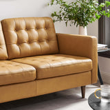 Modway Furniture Exalt Tufted Vegan Leather Loveseat 0423 Tan EEI-6100-TAN