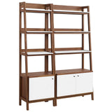 Modway Furniture Bixby Wood Bookshelves - Set of 2 0423 Walnut White EEI-6113-WAL-WHI