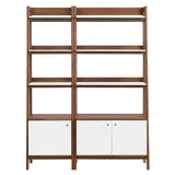 Modway Furniture Bixby Wood Bookshelves - Set of 2 0423 Walnut White EEI-6113-WAL-WHI