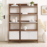 Modway Furniture Bixby Wood Bookshelves - Set of 2 0423 Walnut White EEI-6113-WAL-WHI