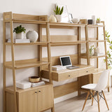 Modway Furniture Bixby 3-Piece Wood Office Desk and Bookshelf 0423 Oak EEI-6115-OAK
