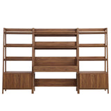 Modway Furniture Bixby 3-Piece Wood Office Desk and Bookshelf 0423 Walnut EEI-6115-WAL