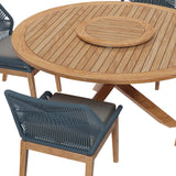 Modway Furniture Wellspring 5-Piece Outdoor Patio Teak Wood Dining Set 0423 Blue Graphite EEI-6118-BLU-GPH