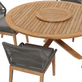 Modway Furniture Wellspring 5-Piece Outdoor Patio Teak Wood Dining Set 0423 Gray Graphite EEI-6118-GRY-GPH