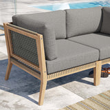 Modway Furniture Clearwater Outdoor Patio Teak Wood Loveseat 0423 Gray Graphite EEI-6119-GRY-GPH