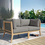 Modway Furniture Clearwater Outdoor Patio Teak Wood Loveseat 0423 Gray Graphite EEI-6119-GRY-GPH