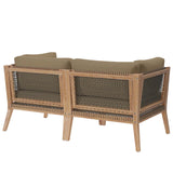 Modway Furniture Clearwater Outdoor Patio Teak Wood Loveseat 0423 Gray Light Brown EEI-6119-GRY-LBR