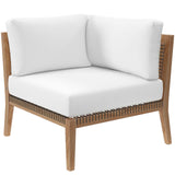 Modway Furniture Clearwater Outdoor Patio Teak Wood Loveseat 0423 Gray White EEI-6119-GRY-WHI