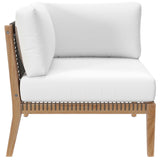 Modway Furniture Clearwater Outdoor Patio Teak Wood Loveseat 0423 Gray White EEI-6119-GRY-WHI