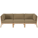 Modway Furniture Clearwater Outdoor Patio Teak Wood Sofa 0423 Gray Light Brown EEI-6120-GRY-LBR