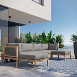 Modway Furniture Clearwater Outdoor Patio Teak Wood 6-Piece Sectional Sofa 0423 Gray Graphite EEI-6122-GRY-GPH