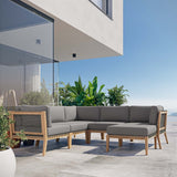 Modway Furniture Clearwater Outdoor Patio Teak Wood 6-Piece Sectional Sofa 0423 Gray Graphite EEI-6124-GRY-GPH