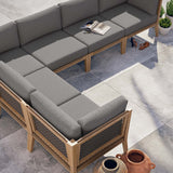 Modway Furniture Clearwater Outdoor Patio Teak Wood 6-Piece Sectional Sofa 0423 Gray Graphite EEI-6125-GRY-GPH