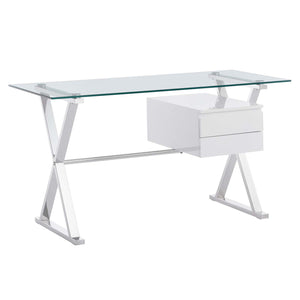 Modway Furniture Sector 56" Glass Top Glass Office Desk 0423 White EEI-6225-WHI