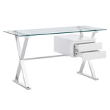 Modway Furniture Sector 56" Glass Top Glass Office Desk 0423 White EEI-6225-WHI