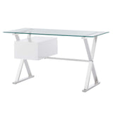 Modway Furniture Sector 56" Glass Top Glass Office Desk 0423 White EEI-6225-WHI