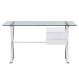 Modway Furniture Sector 56" Glass Top Glass Office Desk 0423 White EEI-6225-WHI