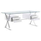 Modway Furniture Sector 71" Glass Top Glass Office Desk 0423 White EEI-6226-WHI