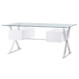 Modway Furniture Sector 71" Glass Top Glass Office Desk 0423 White EEI-6226-WHI