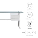 Modway Furniture Sector 71" Glass Top Glass Office Desk 0423 White EEI-6226-WHI