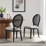 Modway Furniture Forte French Vintage Dining Side Chairs - Set of 2 0423 Black Beige EEI-6238-BLK-BEI