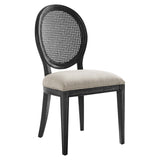 Modway Furniture Forte French Vintage Dining Side Chairs - Set of 2 0423 Black Beige EEI-6238-BLK-BEI