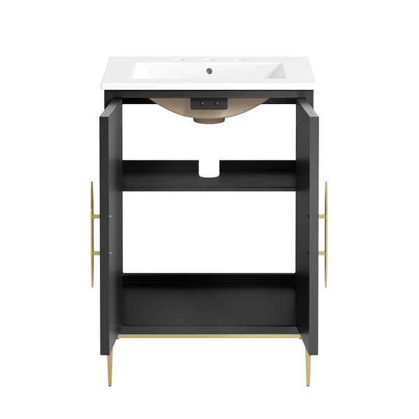 Modway Furniture Awaken 24" Bathroom Vanity 0423 White Black EEI-6289-WHI-BLK