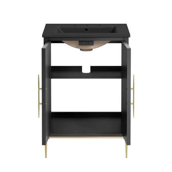 Modway Furniture Awaken 24" Bathroom Vanity 0423 Black Black EEI-6291-BLK-BLK