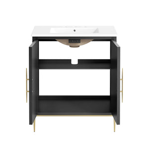 Modway Furniture Awaken 30" Bathroom Vanity 0423 White Black EEI-6293-WHI-BLK