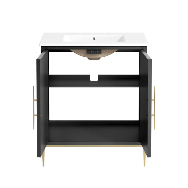 Modway Furniture Awaken 30" Bathroom Vanity 0423 White Black EEI-6293-WHI-BLK