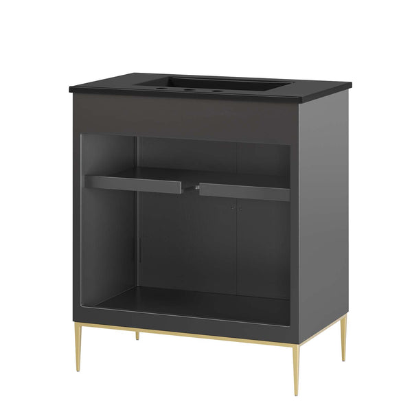 Modway Furniture Awaken 30" Bathroom Vanity 0423 Black Black EEI-6295-BLK-BLK
