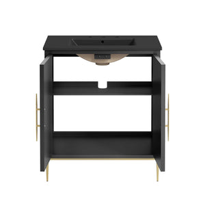 Modway Furniture Awaken 30" Bathroom Vanity 0423 Black Black EEI-6295-BLK-BLK