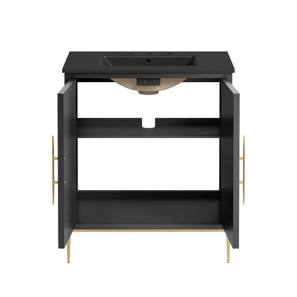 Modway Furniture Awaken 30" Bathroom Vanity 0423 Black Black EEI-6295-BLK-BLK