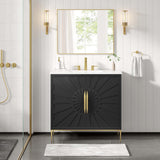 Modway Furniture Awaken 36" Bathroom Vanity 0423 White Black EEI-6297-WHI-BLK