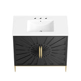 Modway Furniture Awaken 36" Bathroom Vanity 0423 White Black EEI-6297-WHI-BLK