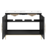 Modway Furniture Awaken 48" Double Sink Bathroom Vanity 0423 White Black EEI-6305-WHI-BLK