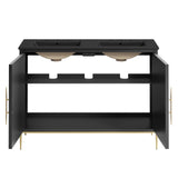 Modway Furniture Awaken 48" Double Sink Bathroom Vanity 0423 Black Black EEI-6307-BLK-BLK