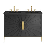 Modway Furniture Awaken 48" Double Sink Bathroom Vanity 0423 Black Black EEI-6307-BLK-BLK