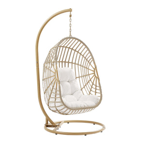 Modway Furniture Amalie Wicker Rattan Outdoor Patio Rattan Swing Chair 0423 Natural White EEI-6337-NAT-WHI