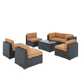 Modway Furniture Aero 7 Piece Outdoor Patio Sectional Set 0423 Espresso Mocha EEI-695-EXP-MOC-SET