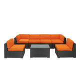 Modway Furniture Aero 7 Piece Outdoor Patio Sectional Set 0423 Espresso Orange EEI-695-EXP-ORA-SET
