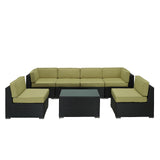 Modway Furniture Aero 7 Piece Outdoor Patio Sectional Set 0423 Espresso Peridot EEI-695-EXP-PER-SET