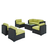 Modway Furniture Aero 7 Piece Outdoor Patio Sectional Set 0423 Espresso Peridot EEI-695-EXP-PER-SET