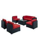 Modway Furniture Aero 7 Piece Outdoor Patio Sectional Set 0423 Espresso Red EEI-695-EXP-RED-SET