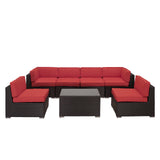 Modway Furniture Aero 7 Piece Outdoor Patio Sectional Set 0423 Espresso Red EEI-695-EXP-RED-SET