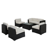 Modway Furniture Aero 7 Piece Outdoor Patio Sectional Set 0423 Espresso White EEI-695-EXP-WHI-SET