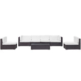 Modway Furniture Aero 7 Piece Outdoor Patio Sectional Set 0423 Espresso White EEI-695-EXP-WHI-SET